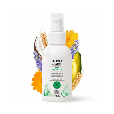 Heaven On Earth Organic Baby Massage Oil - Natural, Vegan, & Gentle Skincare for Infants - Nourishes, Moisturizes & Calms - 3.38 fl oz