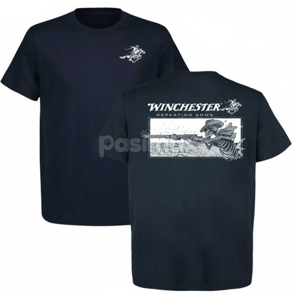 Pasimax Winchester Repeating Arms T-Shirt - Skeleton Cowboy Graphic Tee, Vintage Western Americana Shirt — main product shot