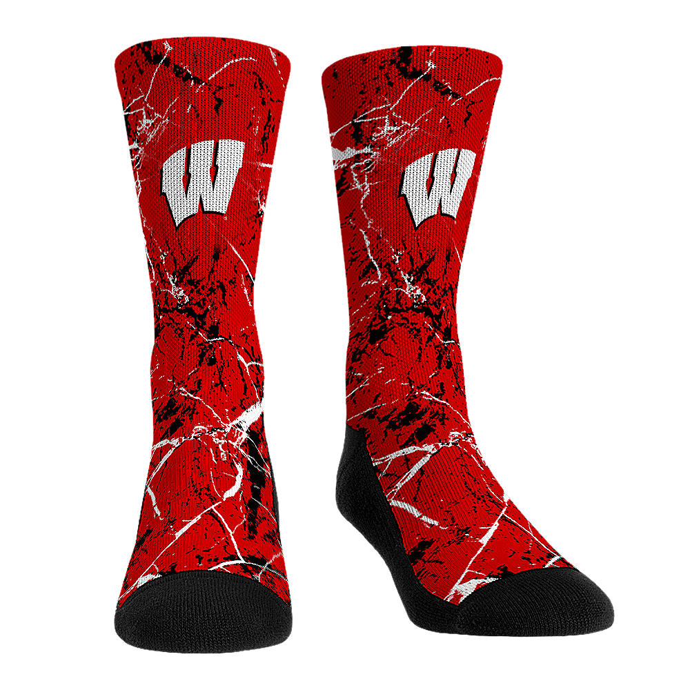 Rock 'Em Socks Rock 'Em Socks Wisconsin Badgers - Cracked Marble — main product shot