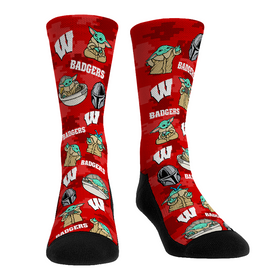 Rock 'Em Socks Wisconsin Badgers - Star Wars  - Grogu All-Over