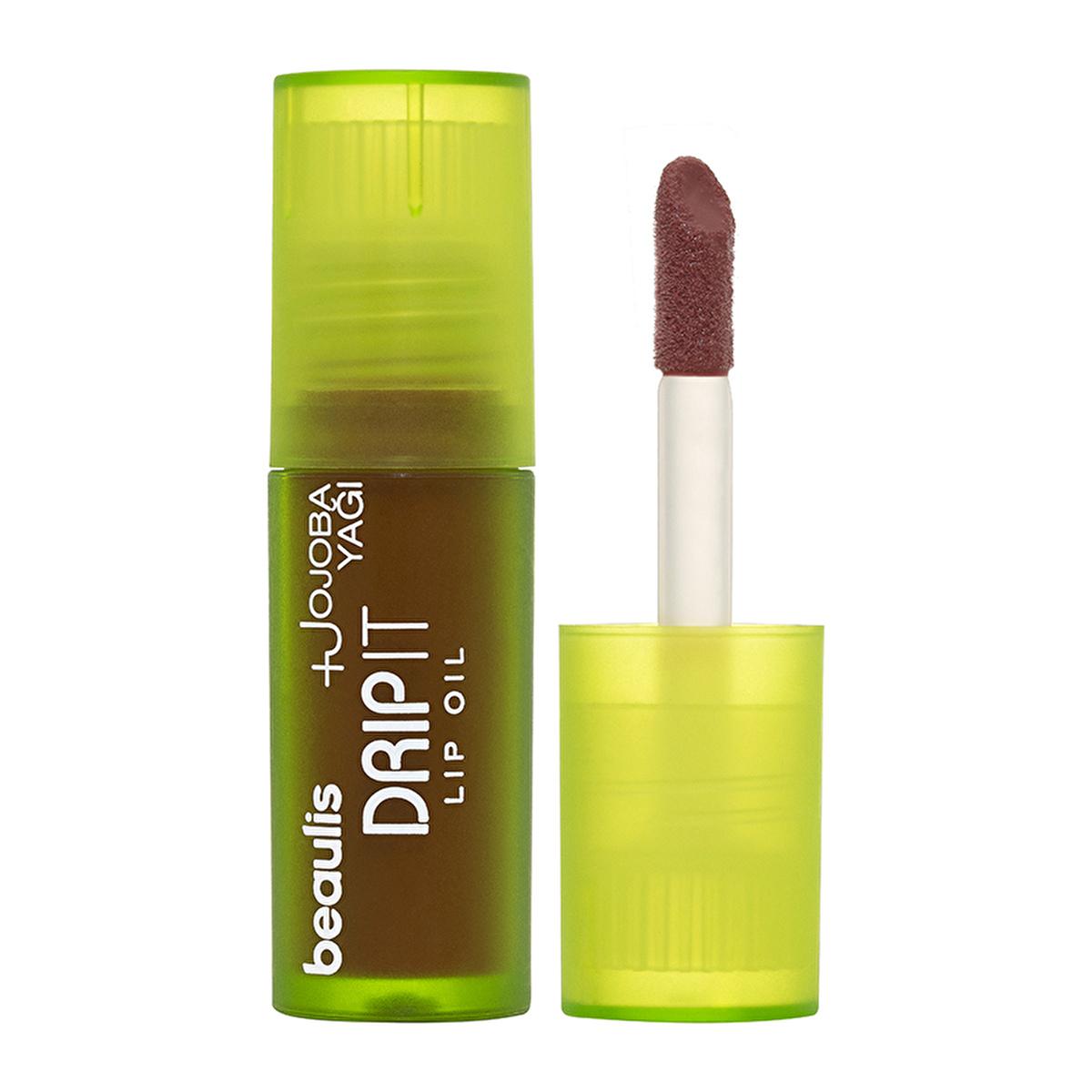 Beaulis Drip It Ruby Touch Lip Oil: Moisturizing Jojoba Oil for Natural Shine, Nude Coffee Toned Lip Color