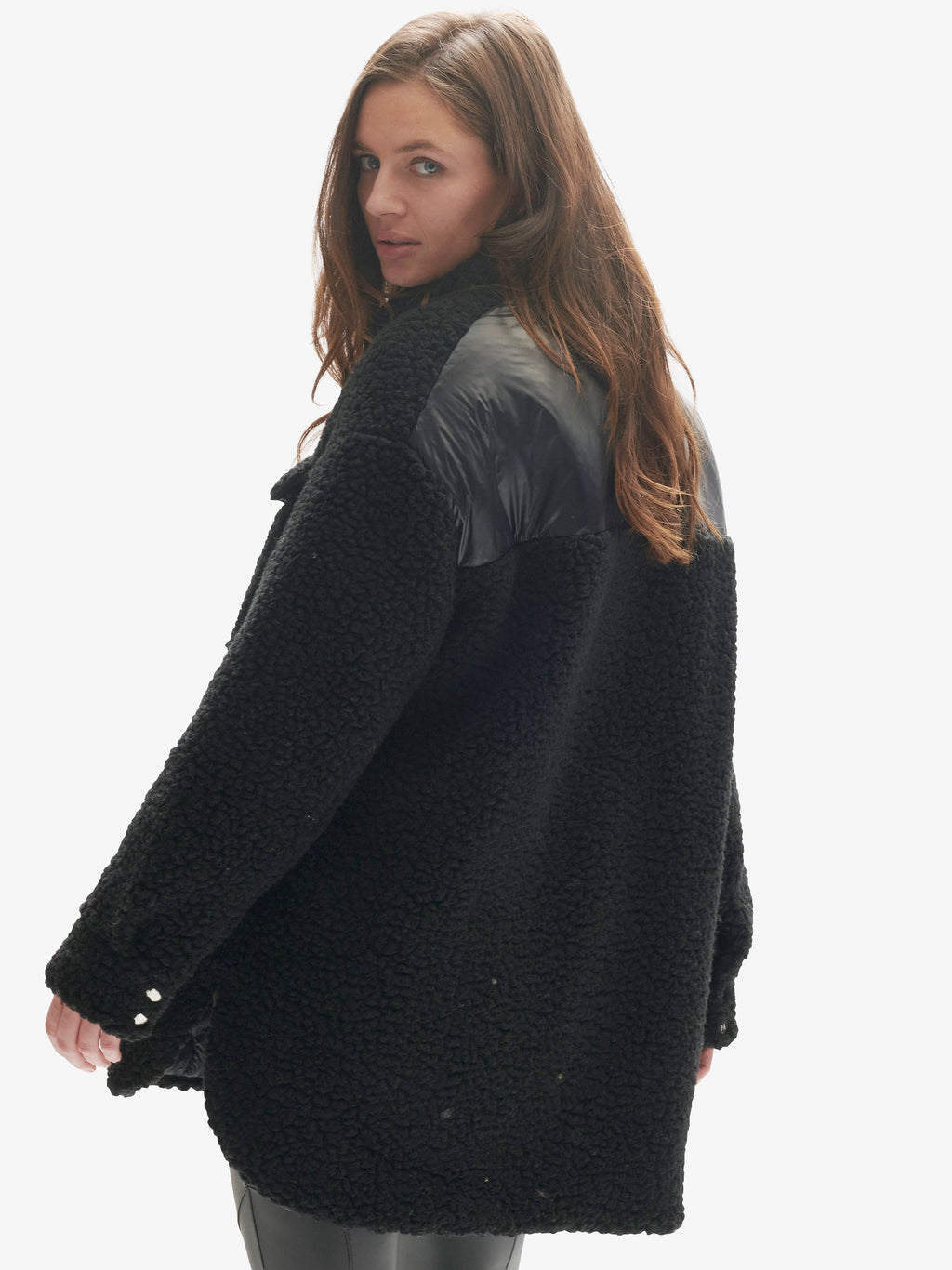 Holden Outerwear Padded Wool Sherpa Shirt Jacket - Black — Holden Outerwear branding close-up