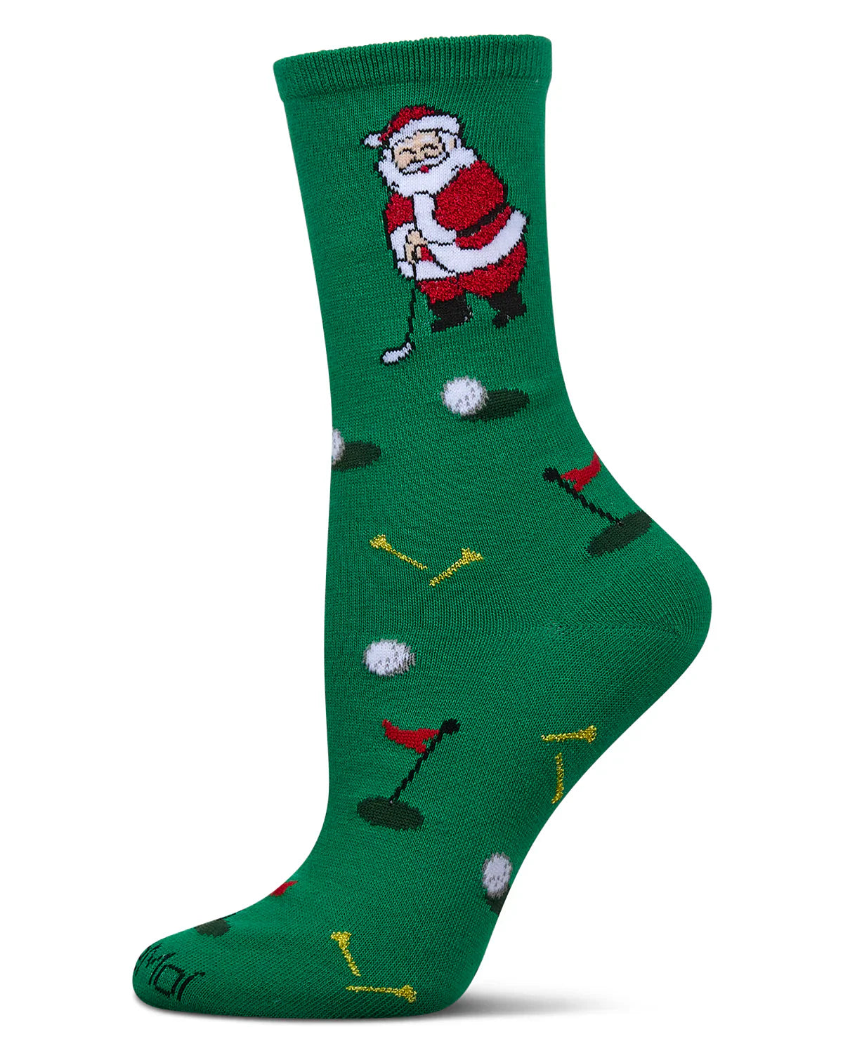 KADOU BOUTIQUE Women's Golfing Santa Holiday Crew Socks — main product shot