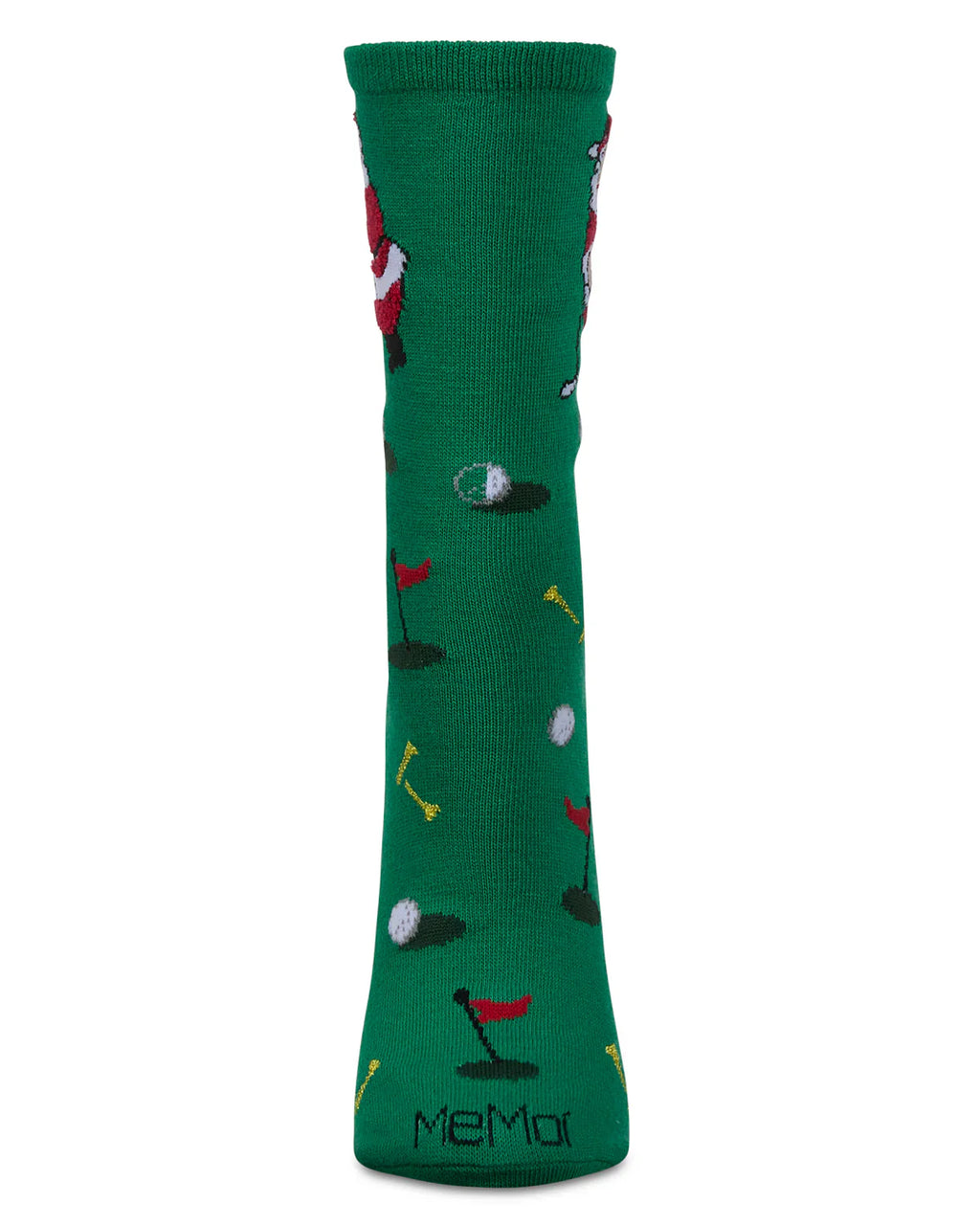 KADOU BOUTIQUE Women's Golfing Santa Holiday Crew Socks — detail close-up