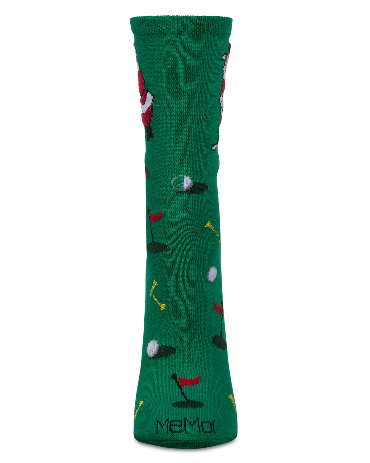 KADOU BOUTIQUE Women's Golfing Santa Holiday Crew Socks — detail close-up