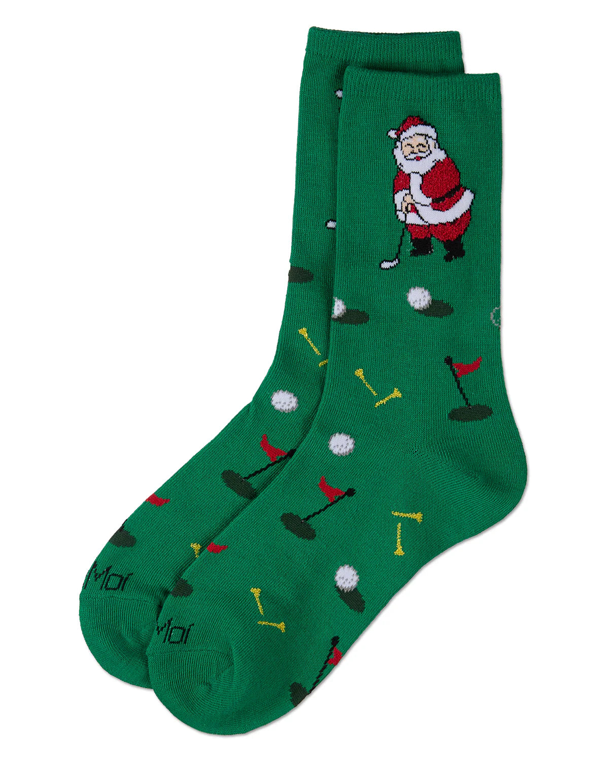 KADOU BOUTIQUE Women's Golfing Santa Holiday Crew Socks — lifestyle context