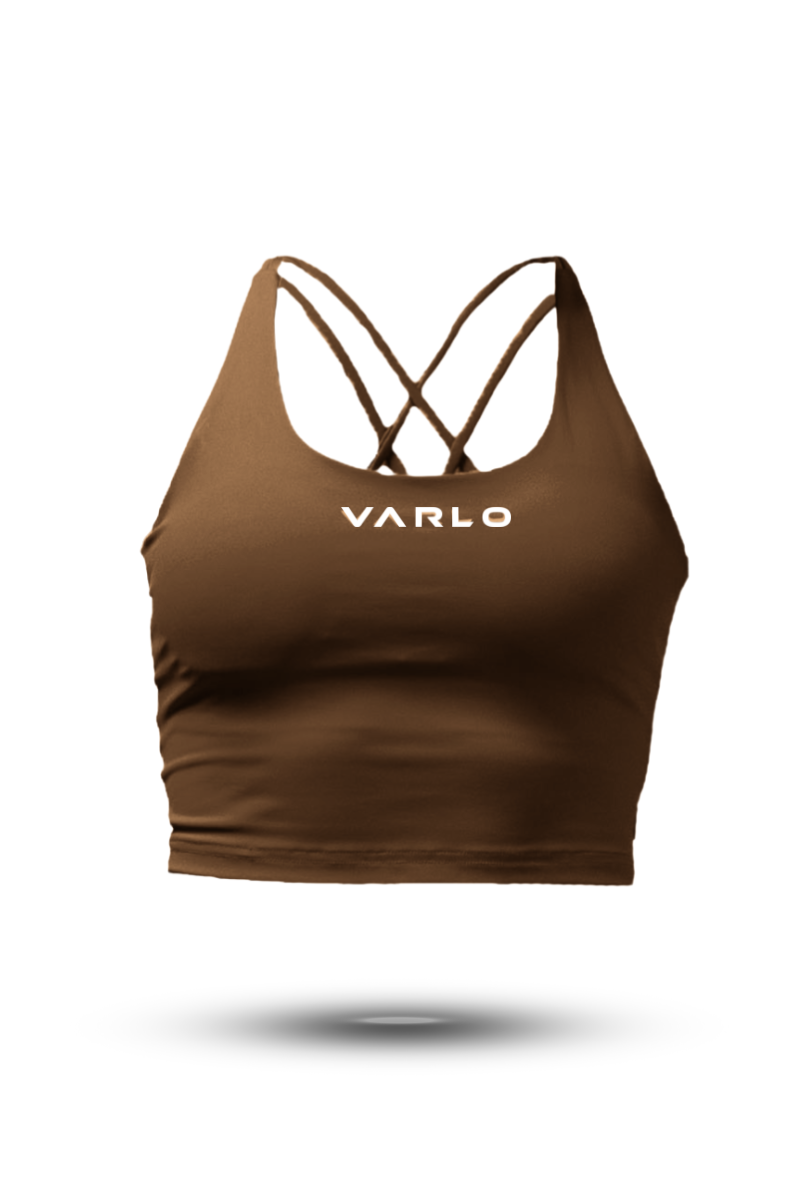Varlo Women's SOHO Cross Back Crop Tank (City Mocha) — main product shot