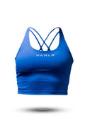 Varlo Women's SOHO Cross Back Crop Tank (Neo Blue) — main product shot