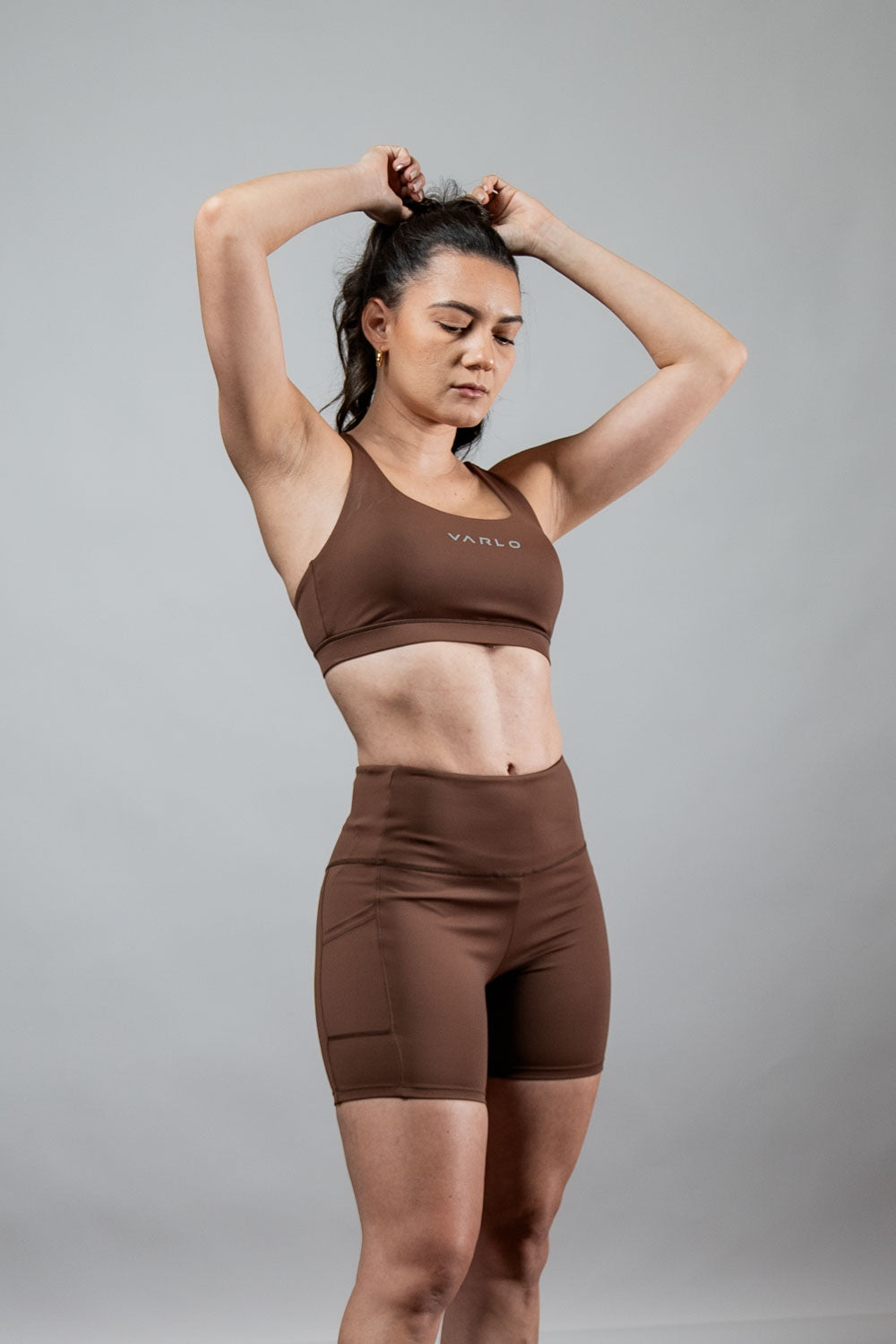 Varlo Women's SOHO Cross Back Sports Bra (City Mocha) — detail shot 6
