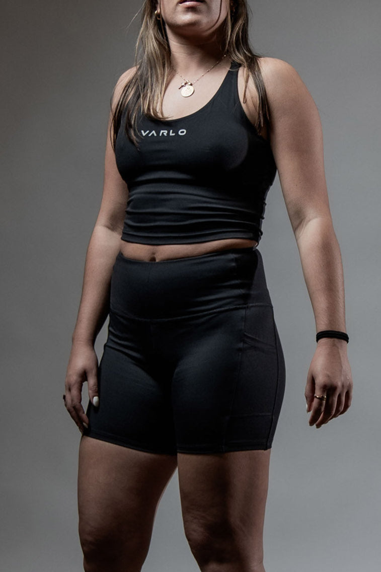 Varlo Women's SOHO Fitness Shorts 5" (Black) — detail shot 8