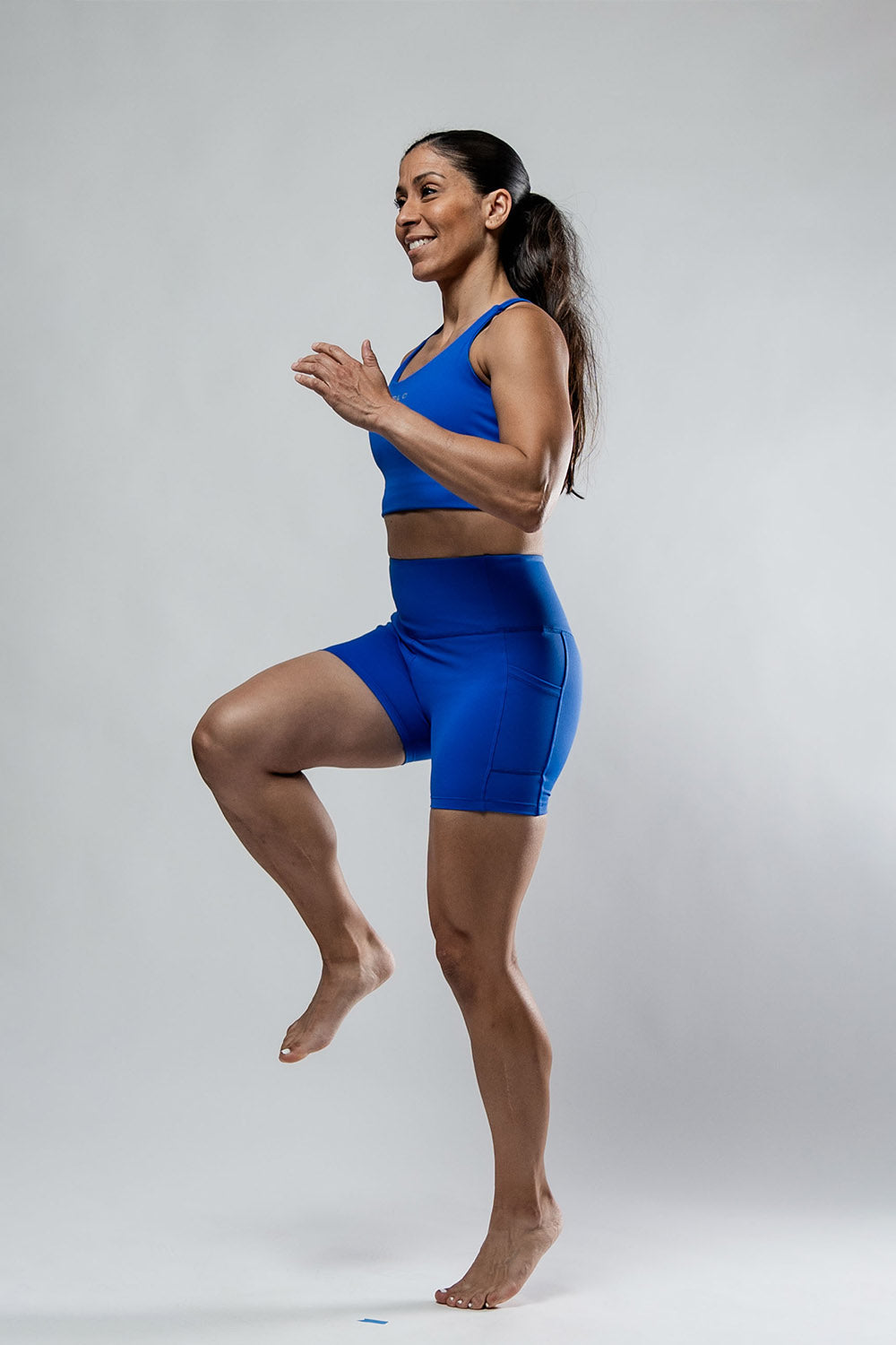 Varlo Women's SOHO Fitness Shorts 5" (Neo Blue) — back view