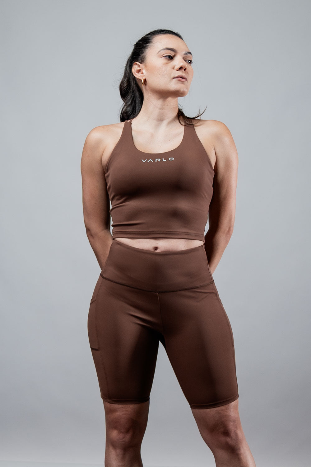 Varlo Varlo Women's SOHO Fitness Shorts 8" (City Mocha) — comparison shot