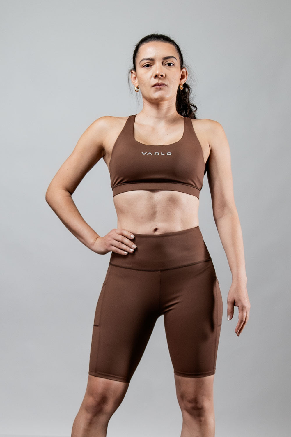 Varlo Women's SOHO Fitness Shorts 8" (City Mocha) — shorts category context