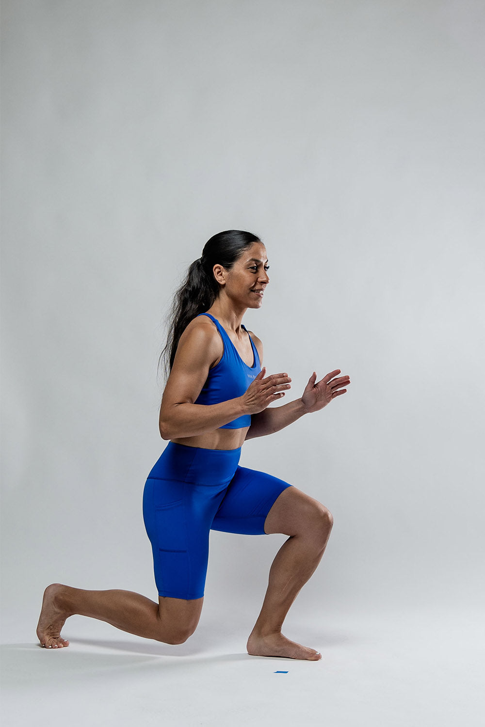 Varlo Women's SOHO Fitness Shorts 8" (Neo Blue) — detail shot 7