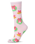 KADOU BOUTIQUE Women's "Bells N Bows" Christmas Holiday Novelty Crew Sock — main product shot