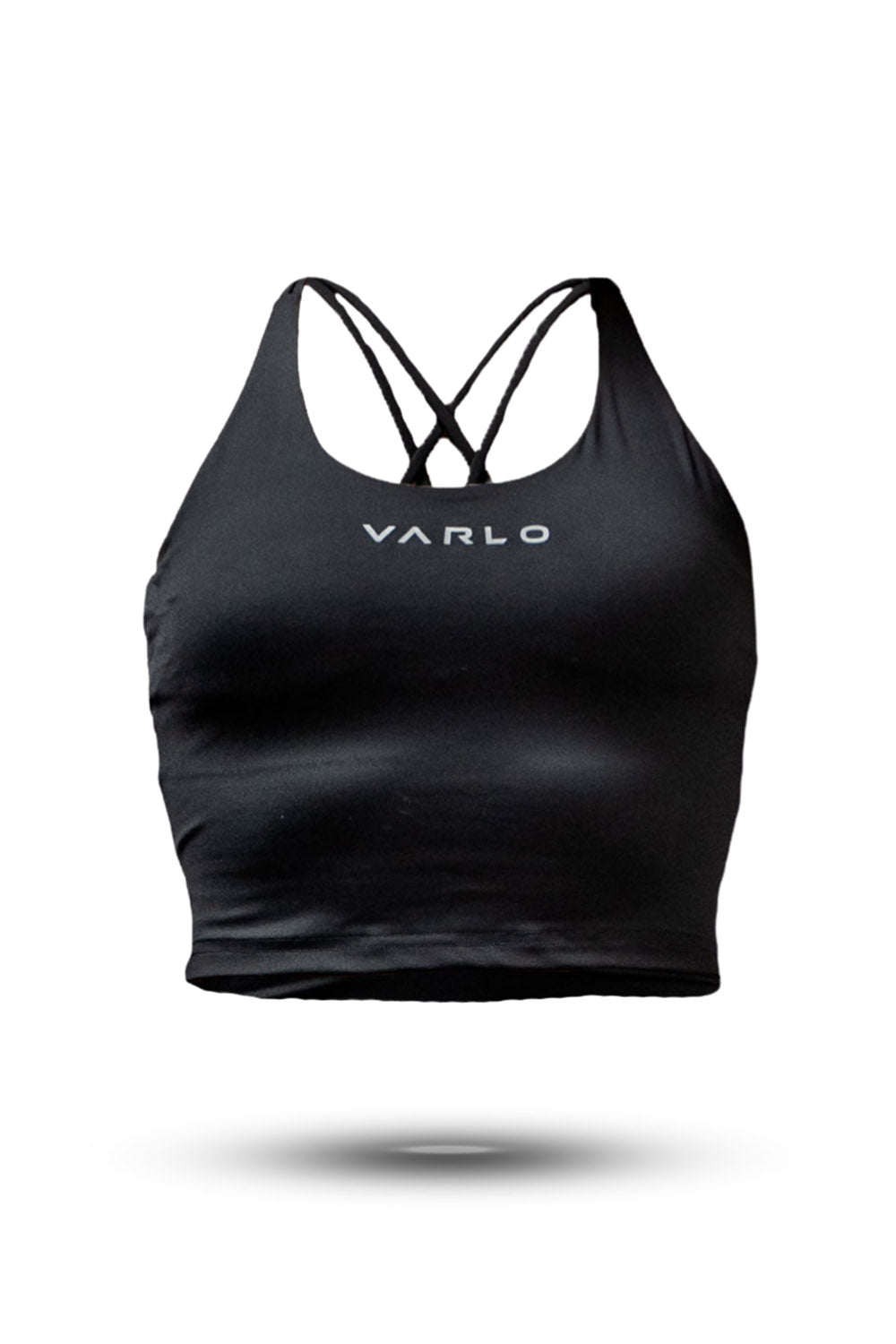 Varlo Women's SOHO Cross Back Crop Tank (Black) — main product shot