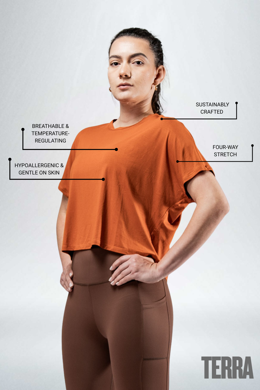 Varlo Women's Terra Recovery Drift Crop (Sunfire Clay) — t-shirt category context