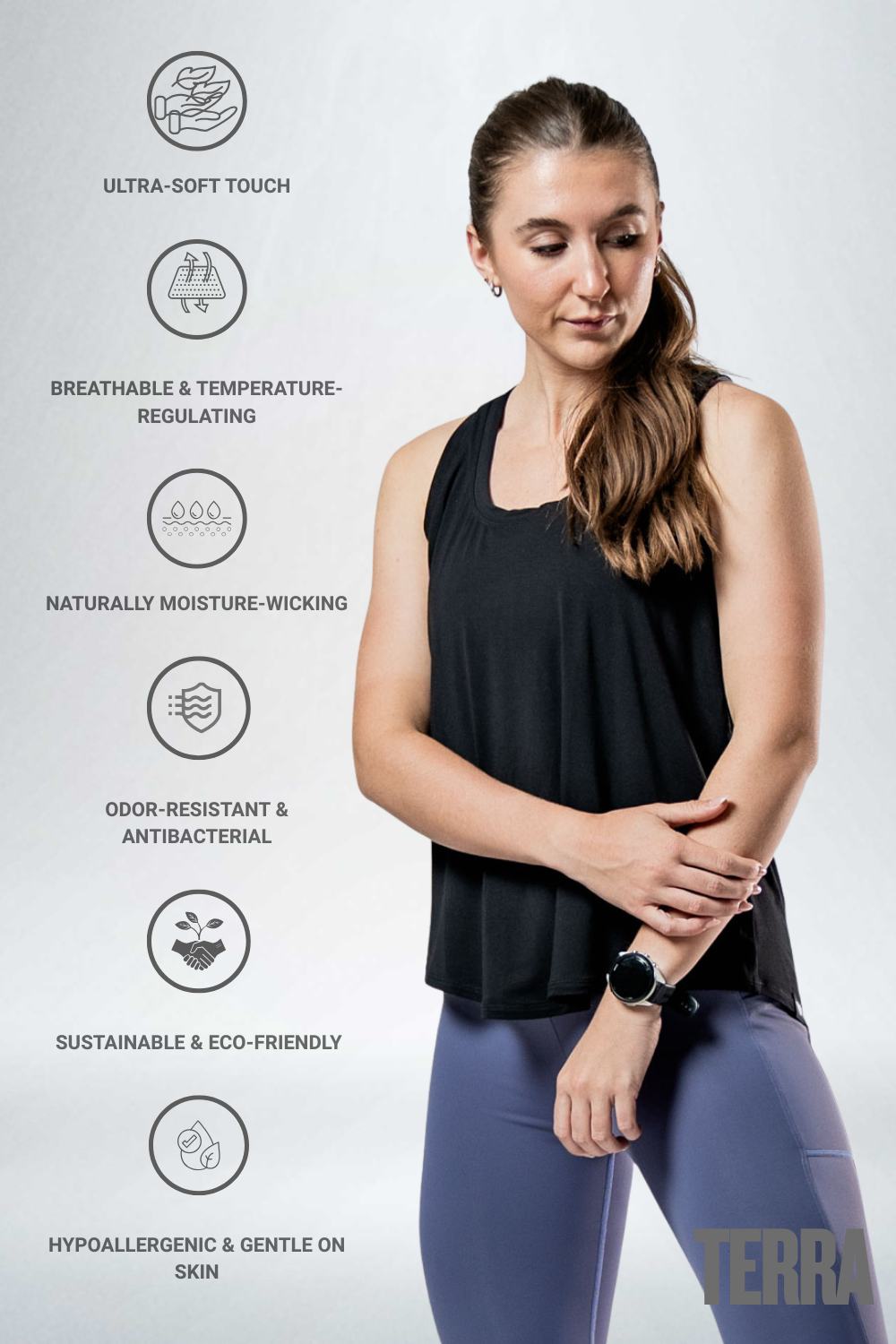Varlo Women's Terra Recovery Halo Tank (Black) — Black detail