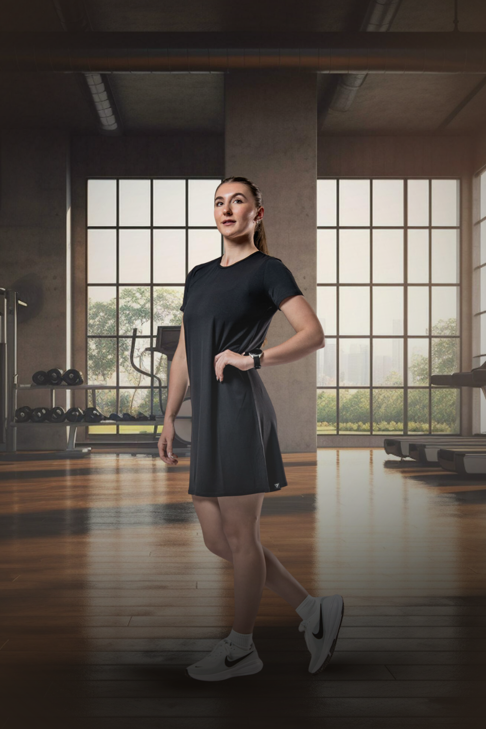 Varlo Women's Terra Recovery Motion Dress (Black) — in-use photo