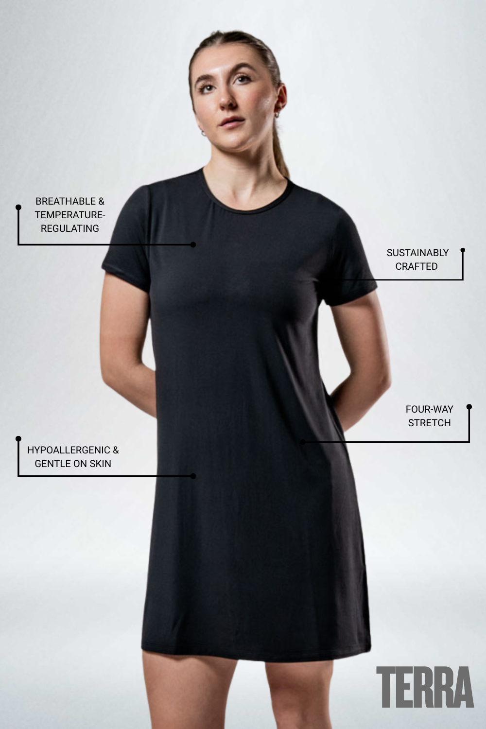 Varlo Women's Terra Recovery Motion Dress (Black) — lifestyle context