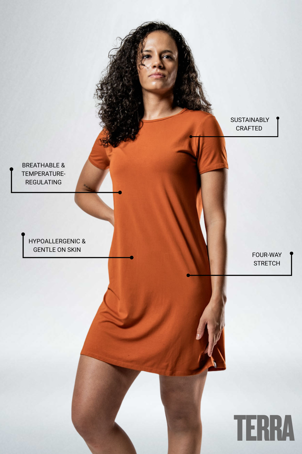 Varlo Women's Terra Recovery Motion Dress (Sunfire Clay) — lifestyle context