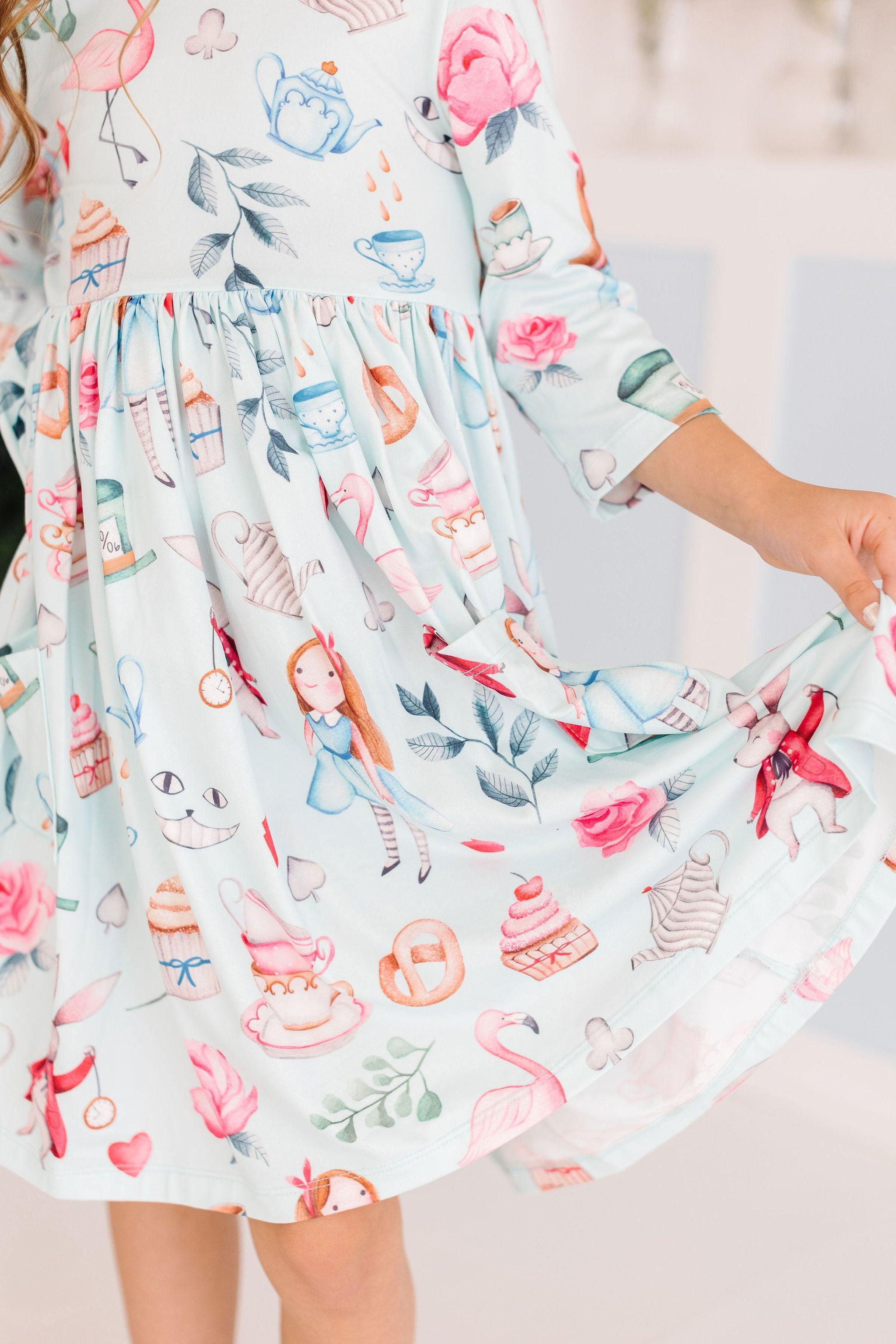 Mila & Rose ® SALE Wonderland 3/4 Sleeve Pocket Twirl Dress — lifestyle context