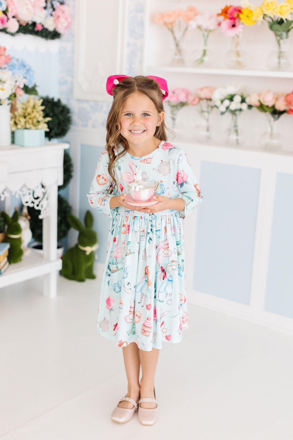 Mila & Rose ® SALE Wonderland 3/4 Sleeve Pocket Twirl Dress — back view