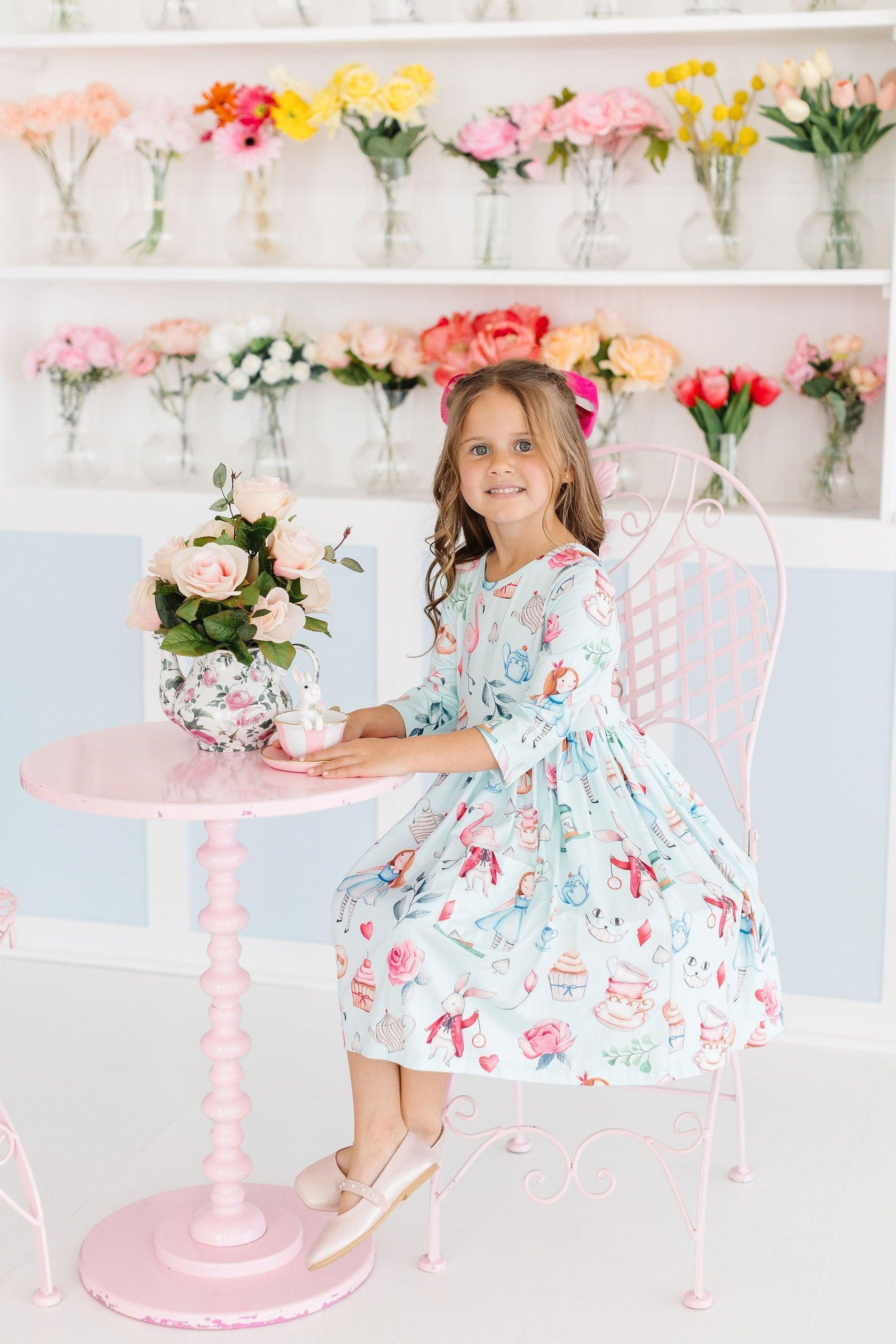 Mila & Rose ® SALE Wonderland 3/4 Sleeve Pocket Twirl Dress — detail close-up