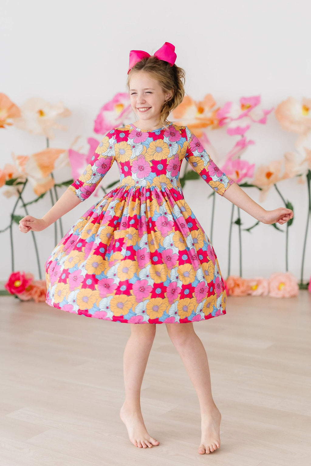 Mila & Rose ® SALE Wonderland Floral 3/4 Sleeve Pocket Twirl Dress — lifestyle context