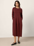 LINTICO LINTICO Wool-Cotton Asymmetric Cocoon Midi Dress AVERIE — main product shot