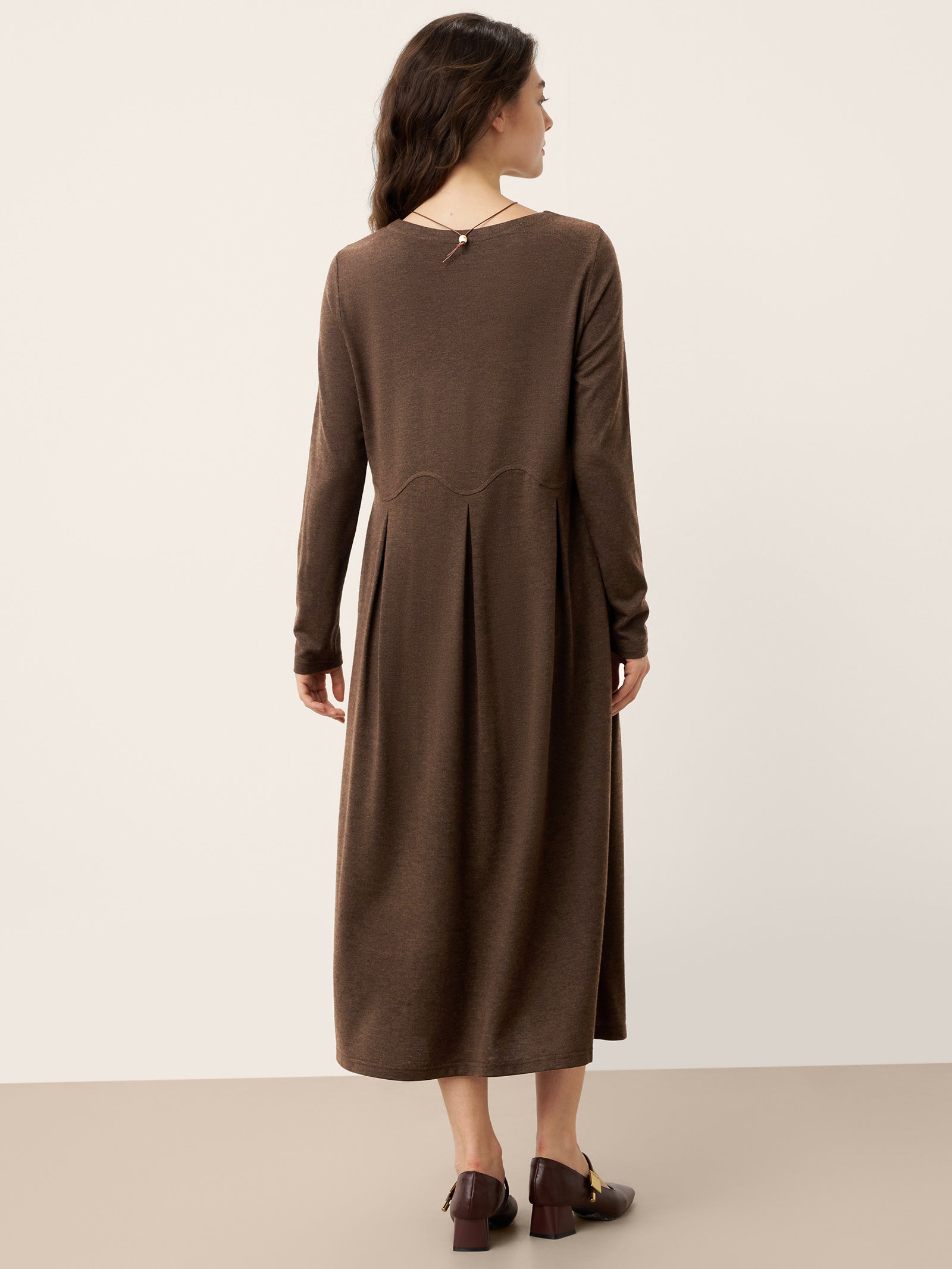 LINTICO Wool Arc-Panel Sculpted Pleats Maxi Dress CALISTA — dresses-maxi dresses category context