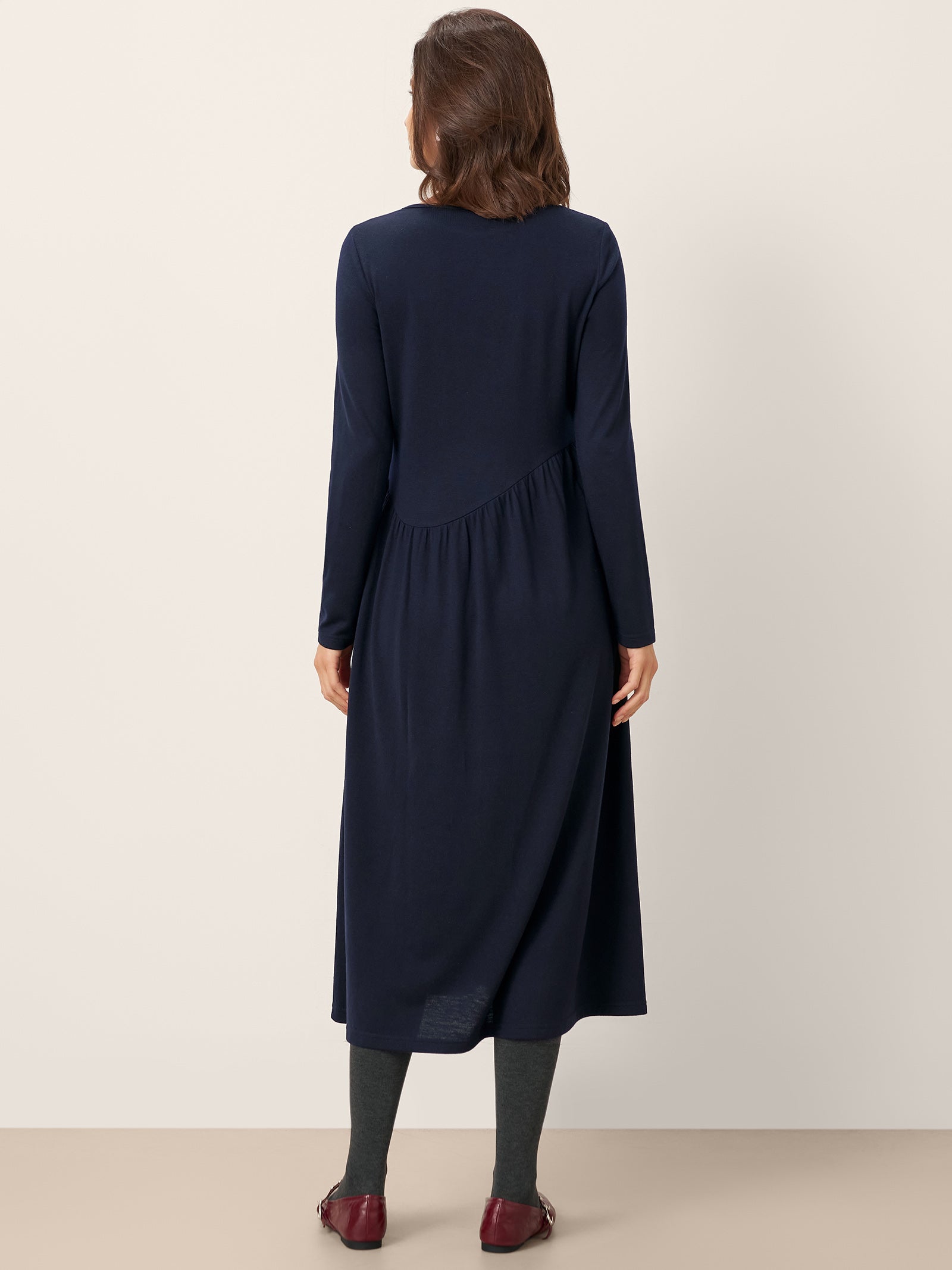 LINTICO LINTICO Wool Asymmetric Curved-Cut Maxi Dress CALLIE — dresses-maxi dresses category context