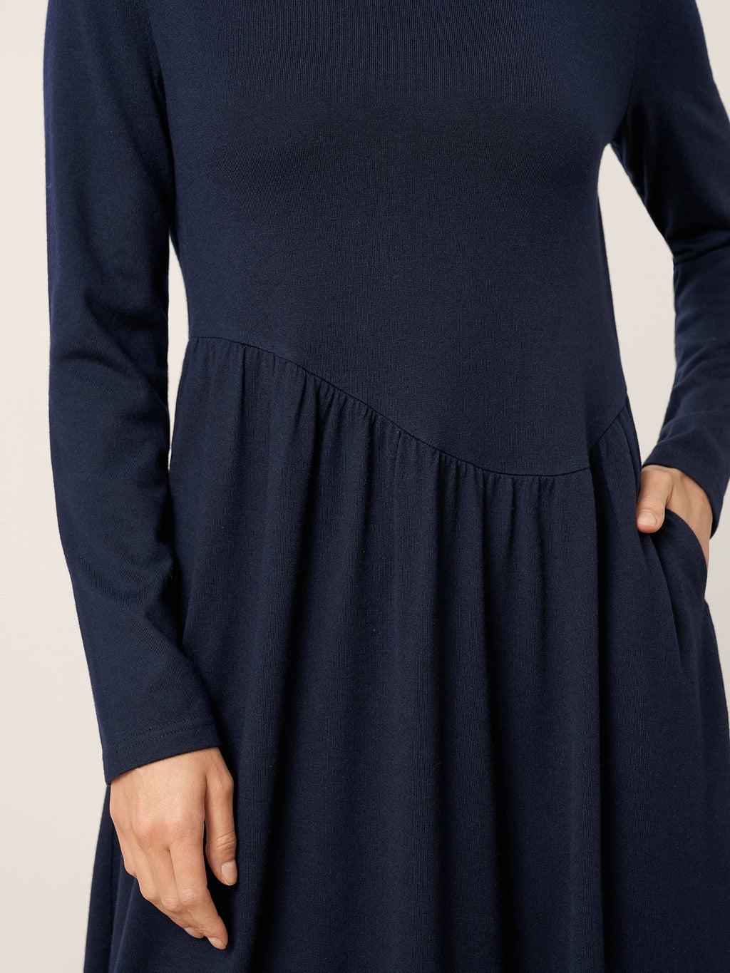 LINTICO LINTICO Wool Asymmetric Curved-Cut Maxi Dress CALLIE — lifestyle worn / used context