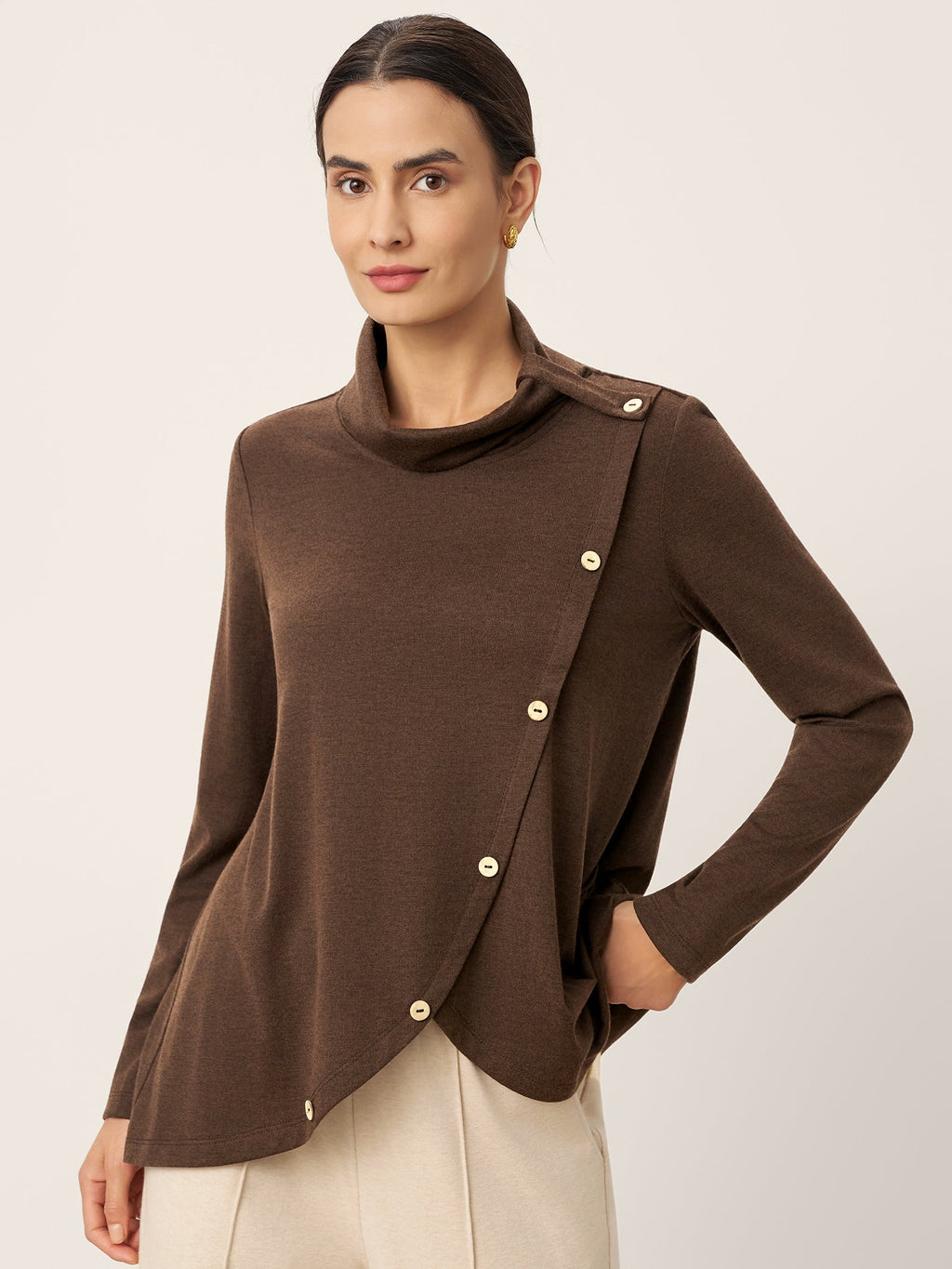 LINTICO Wool Asymmetric Hem Long Sleeve Top CHARITY — Long Sleeve detail