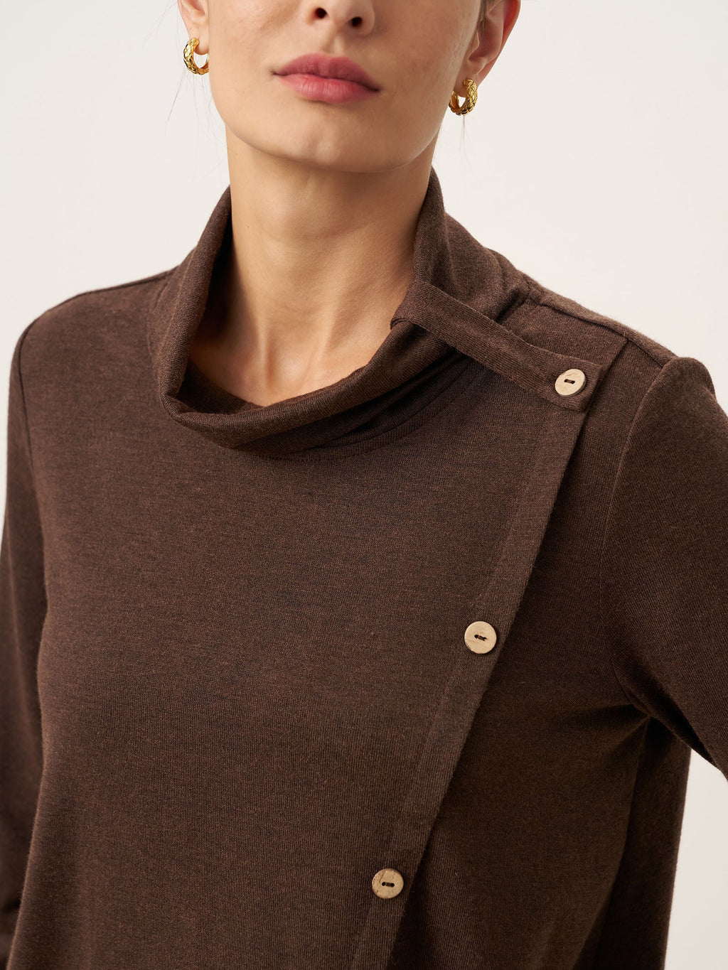LINTICO Wool Asymmetric Hem Long Sleeve Top CHARITY — detail shot 6