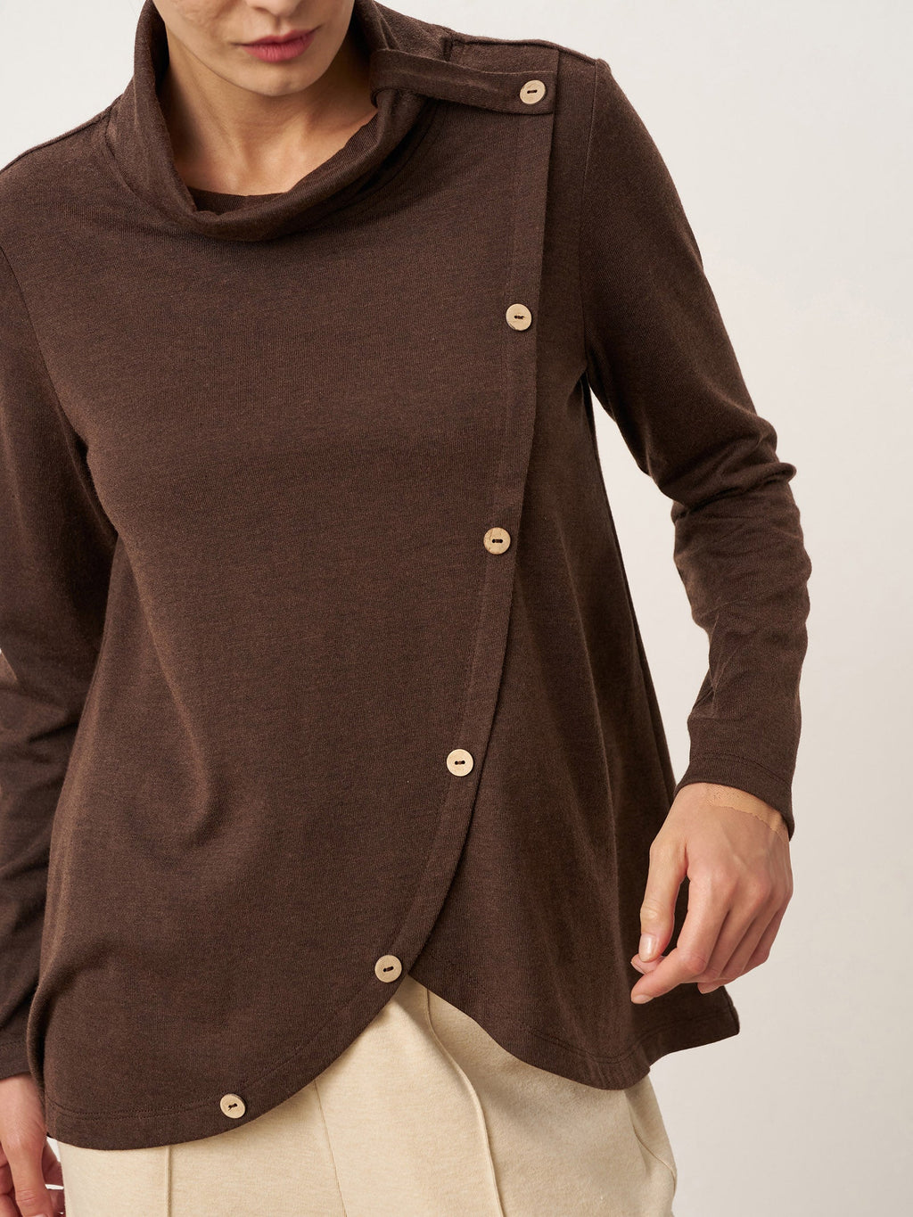 LINTICO Wool Asymmetric Hem Long Sleeve Top CHARITY — detail shot 7