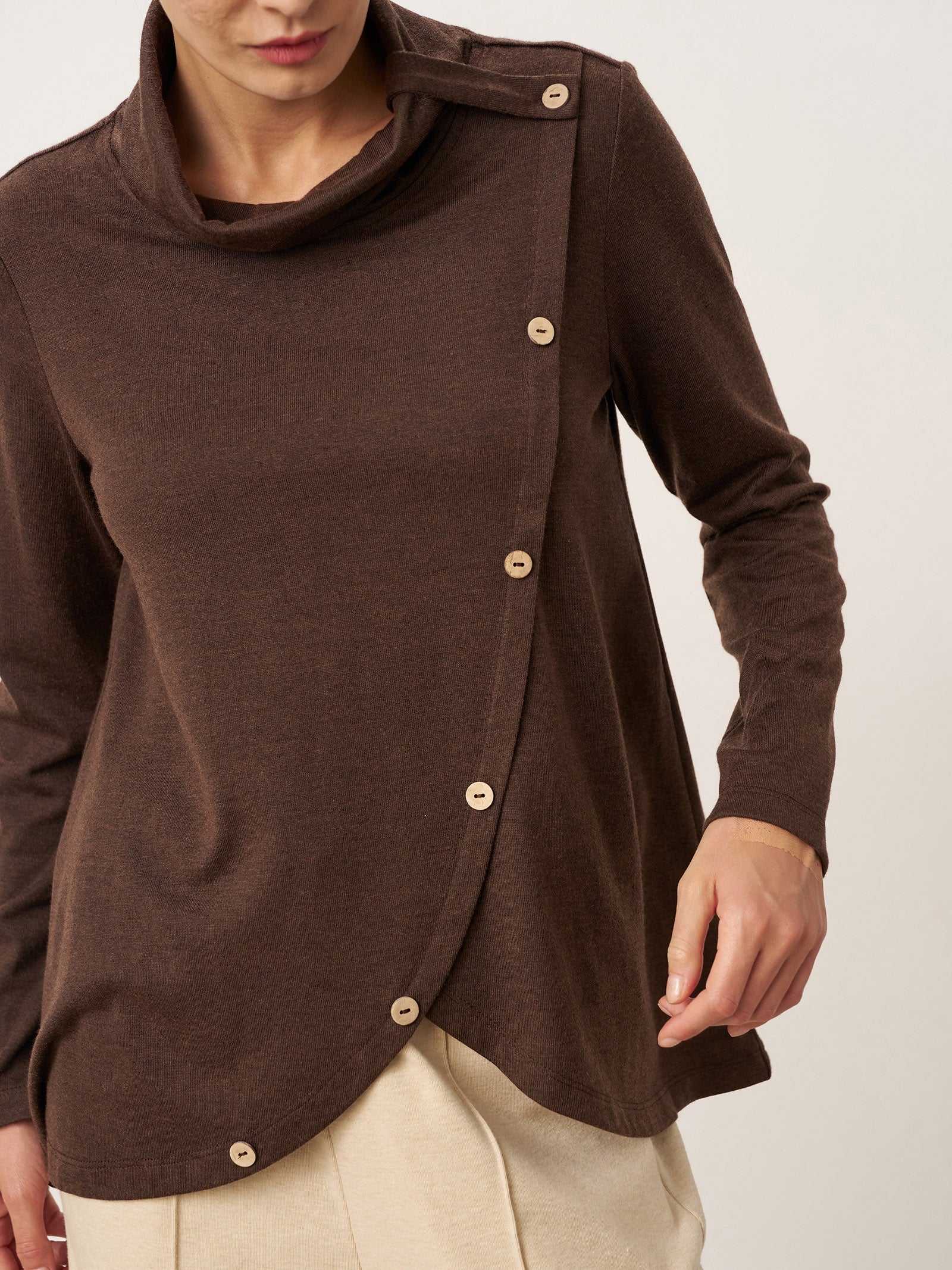 LINTICO Wool Asymmetric Hem Long Sleeve Top CHARITY — detail shot 7