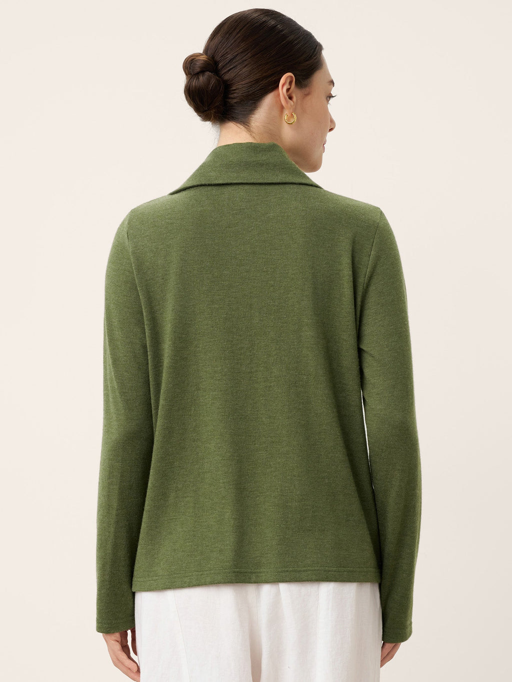 LINTICO Wool Asymmetric Lapel Fruit Button Decor Top YSABEL — tops-jersey tops category context