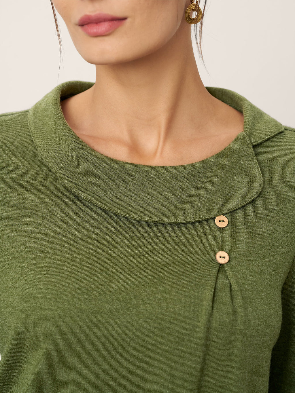 LINTICO LINTICO Wool Asymmetric Pleated Long Sleeve Top ARLETTE — detail shot 7