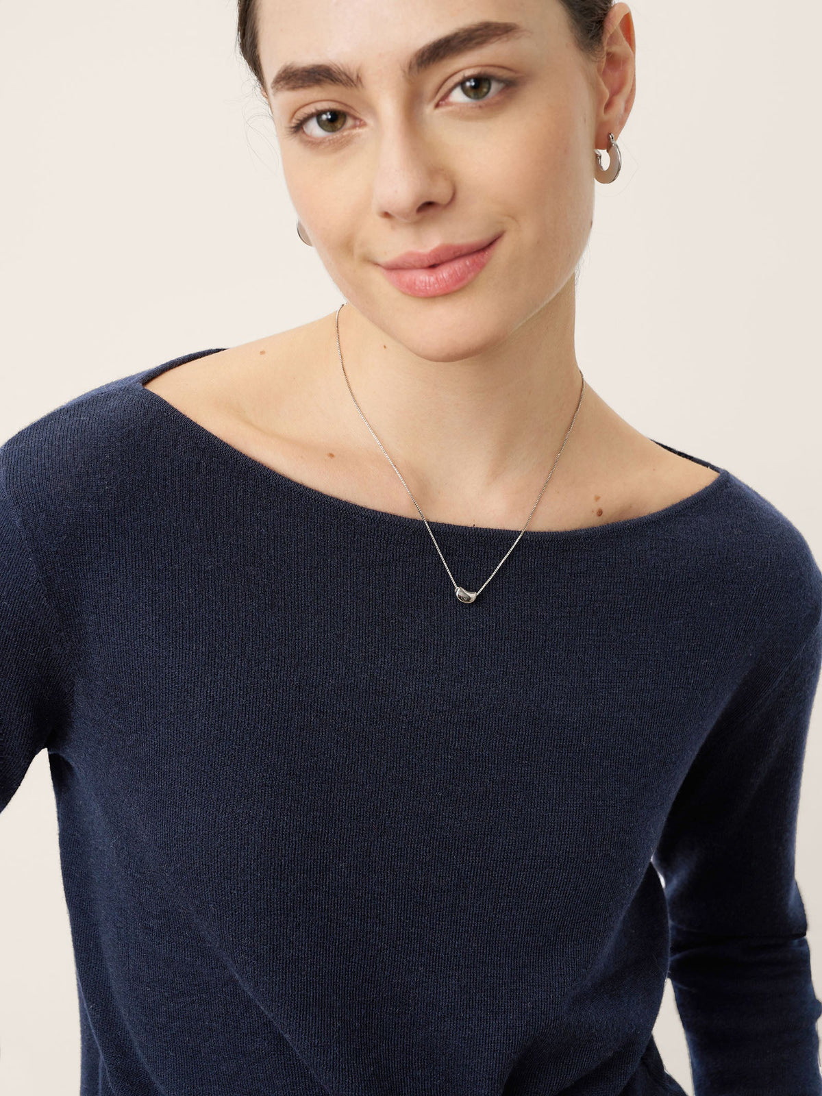 Wool Belted Waist Boat Neck Top NATALIA