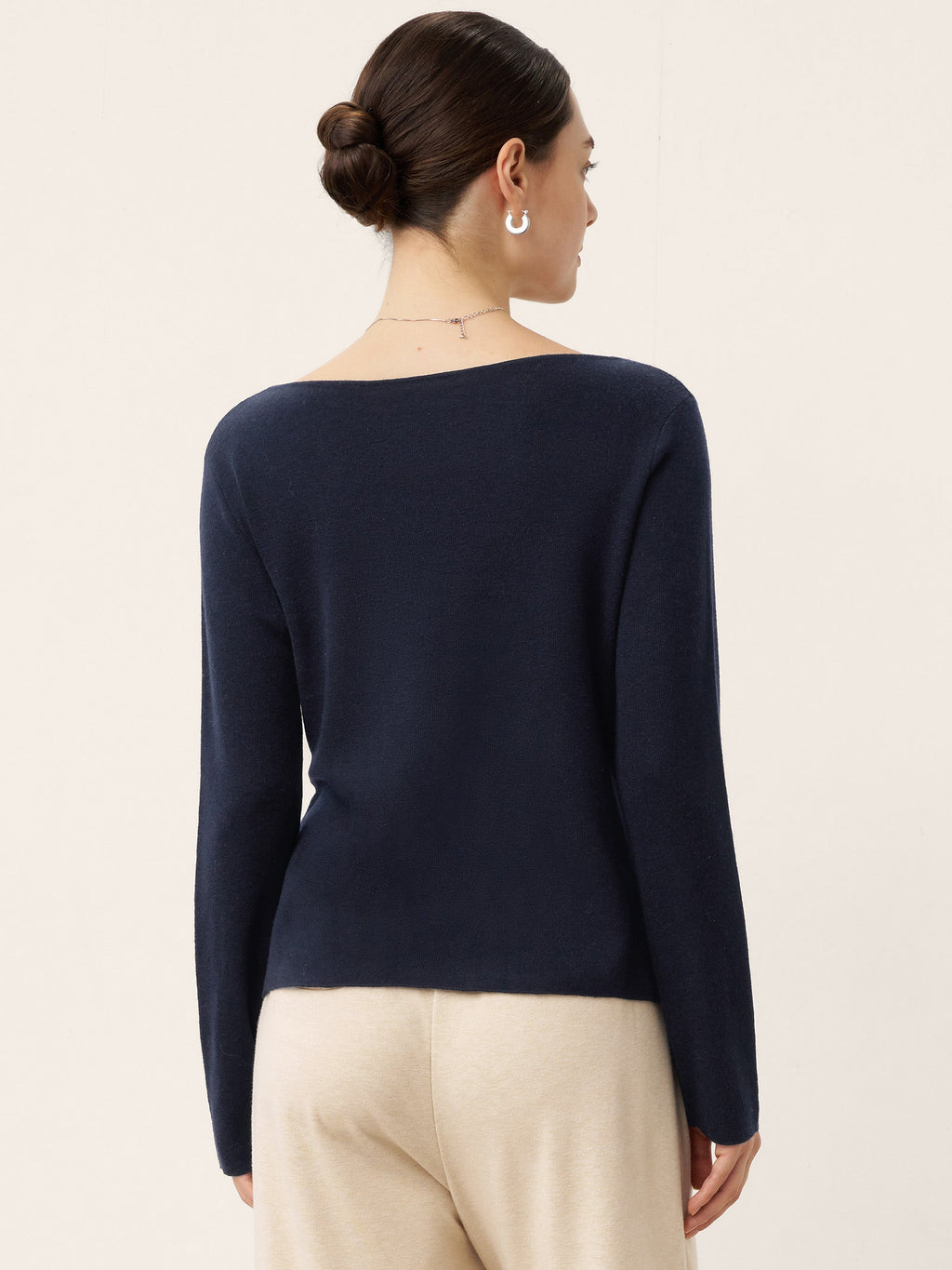 Wool Belted Waist Boat Neck Top NATALIA