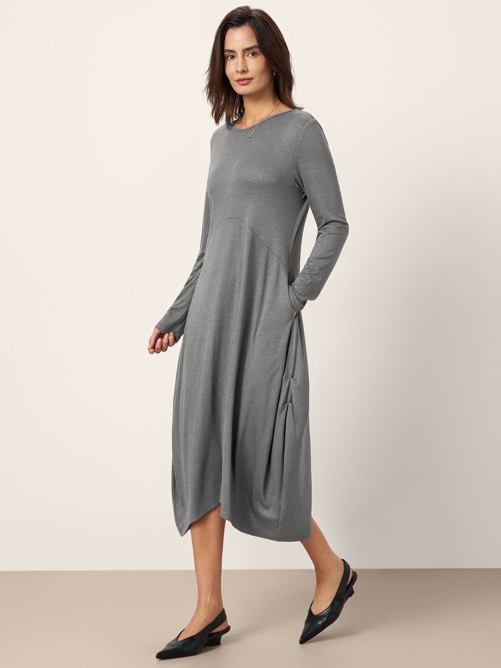 LINTICO LINTICO Wool Cocoon Curved Waist Midi Dress FARRAH — main product shot