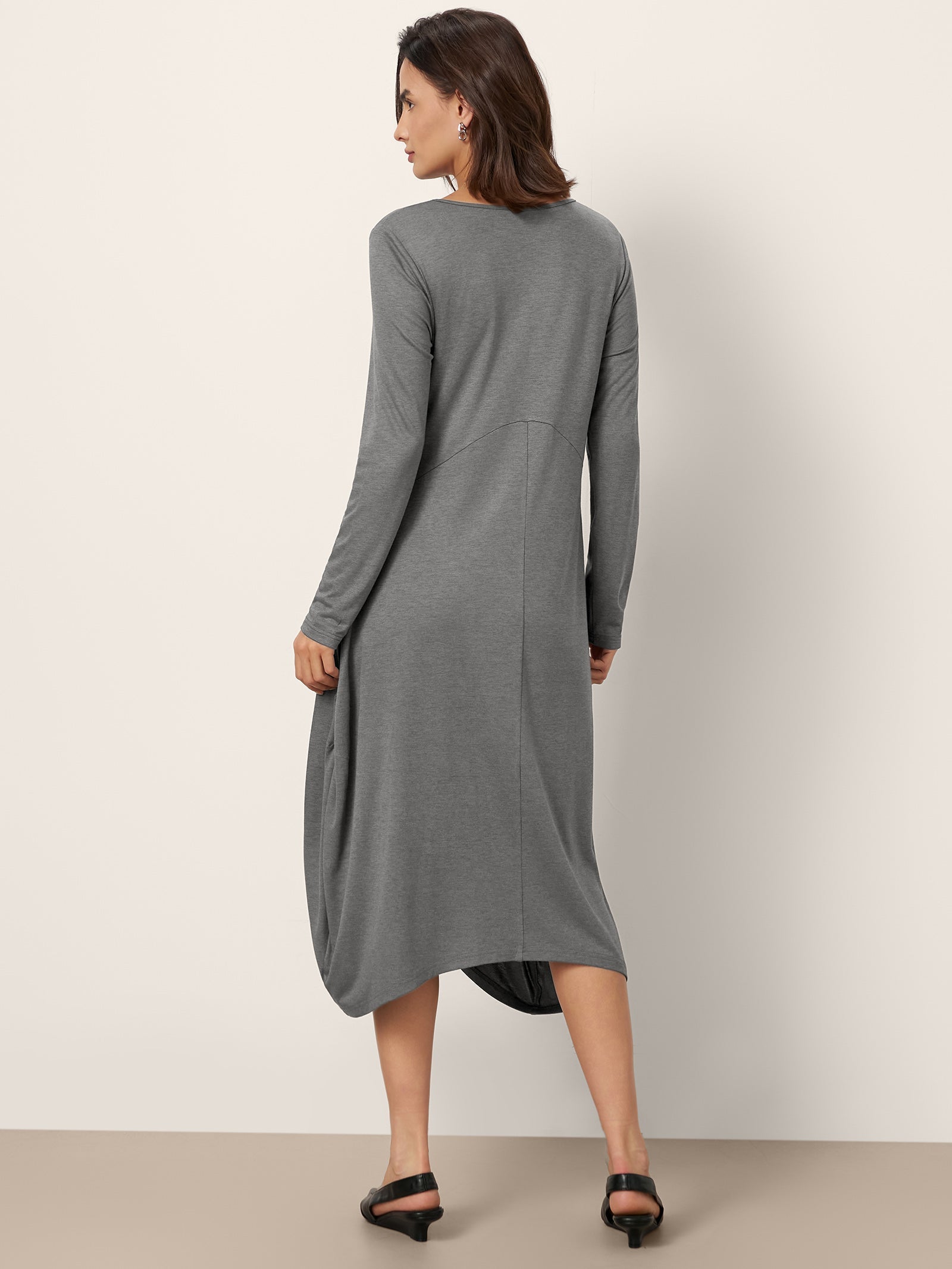 LINTICO LINTICO Wool Cocoon Curved Waist Midi Dress FARRAH — dresses-midi dresses category context