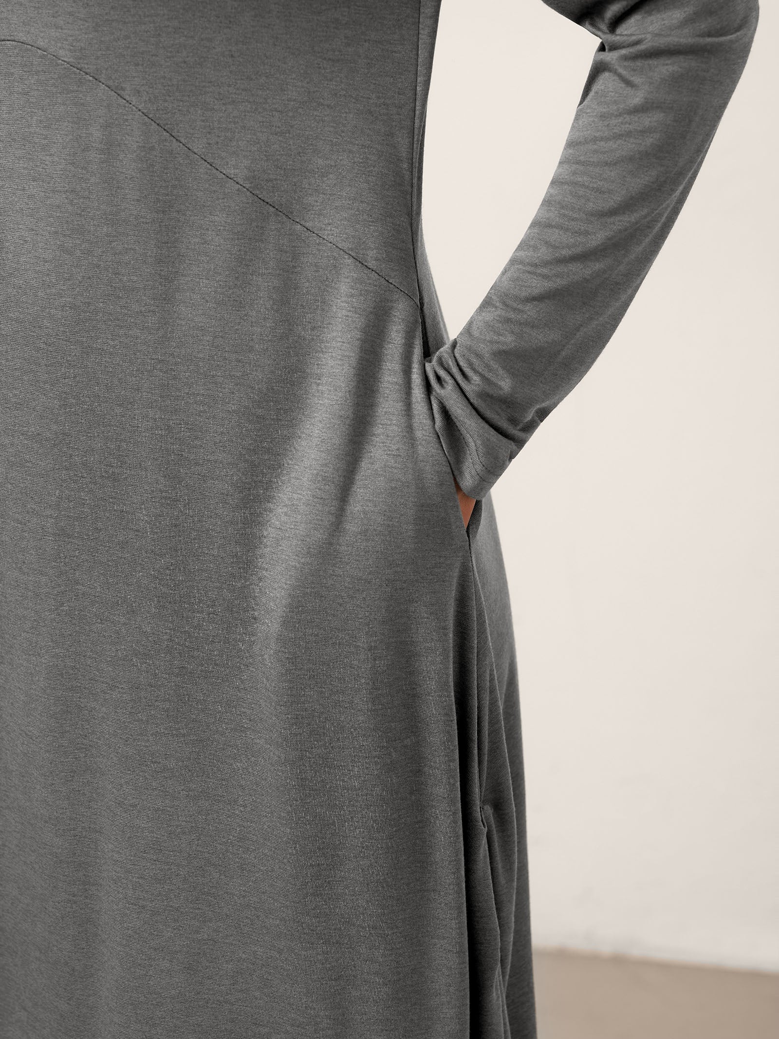 LINTICO LINTICO Wool Cocoon Curved Waist Midi Dress FARRAH — detail shot 7