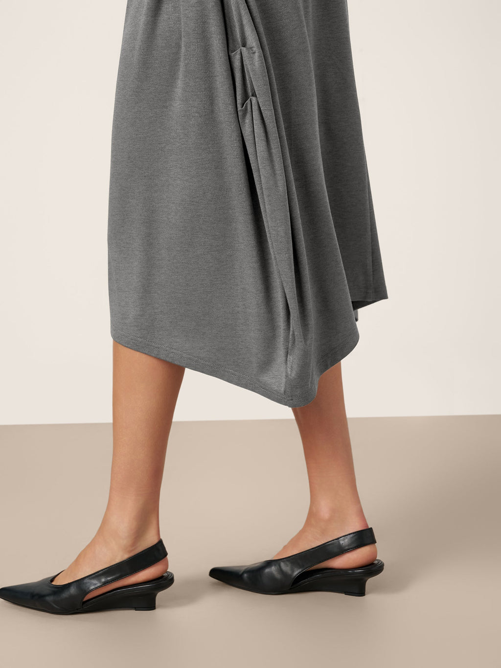 LINTICO LINTICO Wool Cocoon Curved Waist Midi Dress FARRAH — detail shot 8