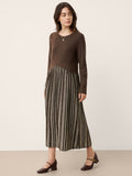 LINTICO Wool Cotton Panel Crescent Waist Maxi Dress CORALINE — main product shot