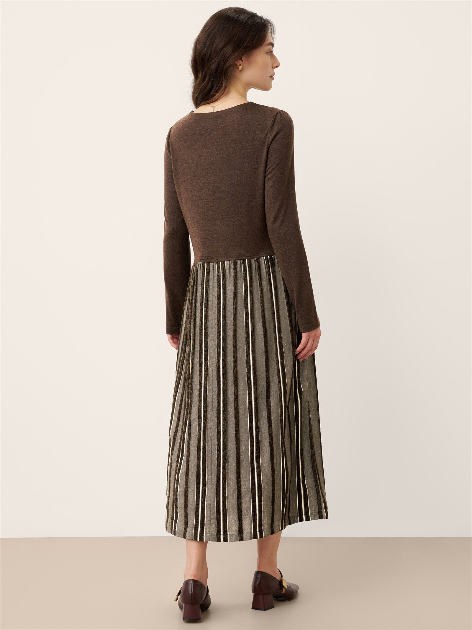 LINTICO Wool Cotton Panel Crescent Waist Maxi Dress CORALINE — dresses-maxi dresses category context