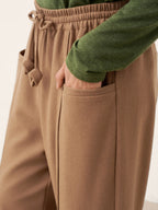LINTICO Wool Drawstring Patch Pocket Pants PRISCILLA — LINTICO branding close-up
