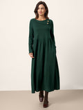 LINTICO Wool Layered Neck Pleated Maxi Dress BILLIE — main product shot