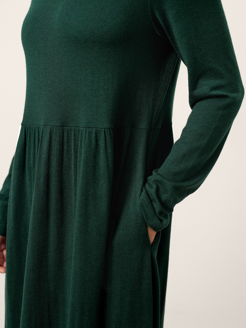 LINTICO Wool Layered Neck Pleated Maxi Dress BILLIE — detail shot 6
